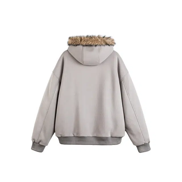 【dme】 潮流美式休闲复古刺绣字母宽松连帽棉衣外套秋冬百搭保暖加绒时尚中性通勤棉服 男女同款