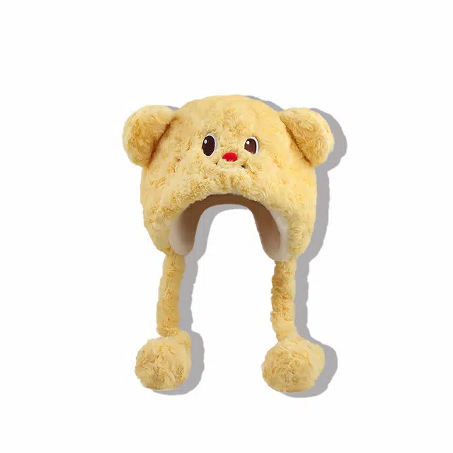 【奶油小熊】 无限兔 冬季加厚保暖护耳帽可爱卡通加绒防寒包头雷锋帽毛球百搭 涤纶 绒线帽 男女同款情侣款