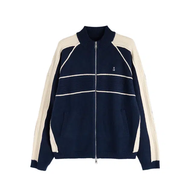 ROARINGWILD Colorblock Zip Wool Sweater