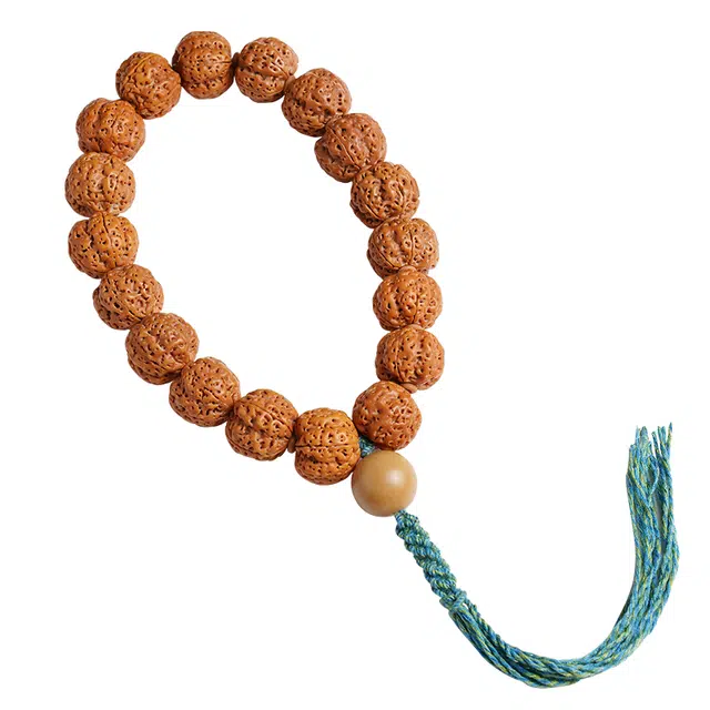 茂琼 招财进宝八方来财万事顺利新中式国潮复古典雅精致文玩大十八子文玩配饰尼泊尔五瓣原籽盘玩佛珠高级文玩念珠 金刚菩提 手串 男款