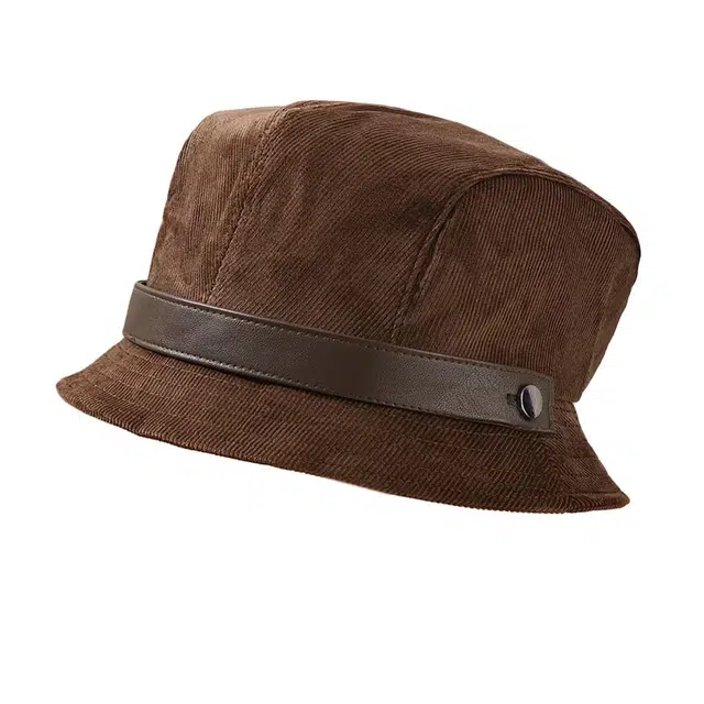 艾佳微 温暖气质素颜遮脸帽秋冬赫本风保暖盆帽潮水桶帽 灯芯绒 渔夫帽 男女同款情侣款