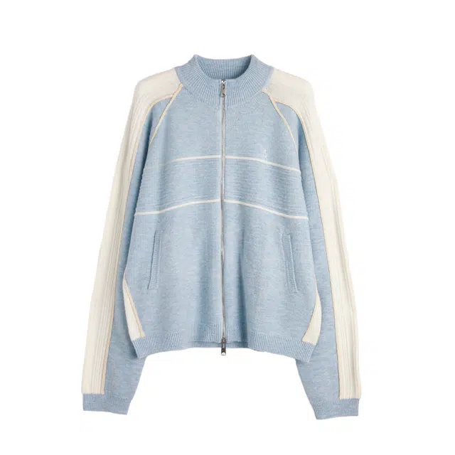 ROARINGWILD Colorblock Zip Wool Sweater