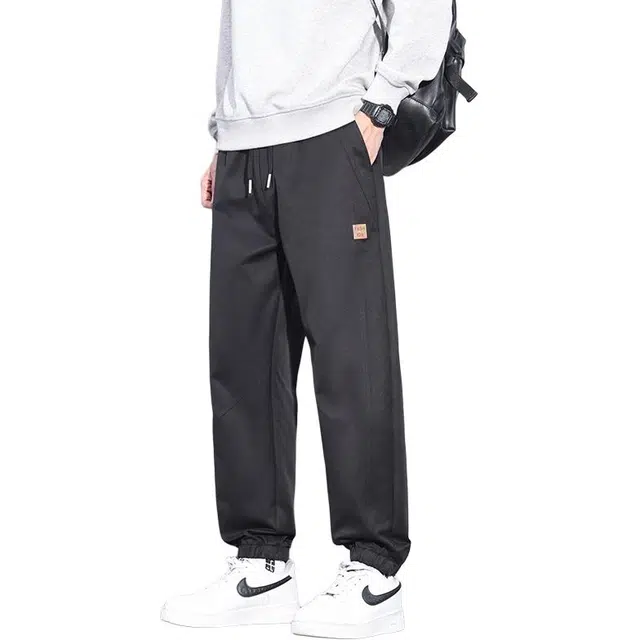 协协乐 高街机能风户外美式潮牌秋冬季宽松哈伦九分束脚卫裤青少年拼接氛围感弹力抽绳痞帅百搭运动长裤休闲裤 男款