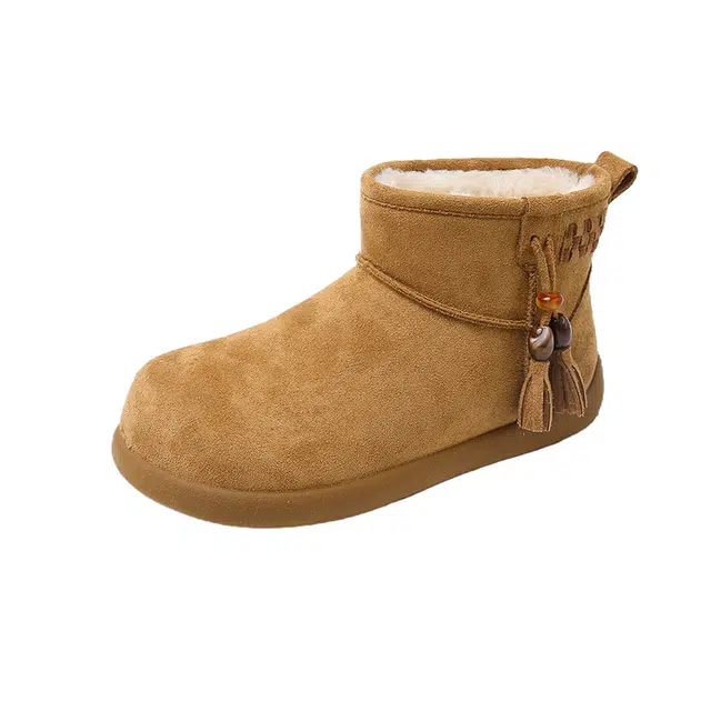 拾伍象 韩版圆头复古厚底加绒增高棉鞋 雪地靴 女