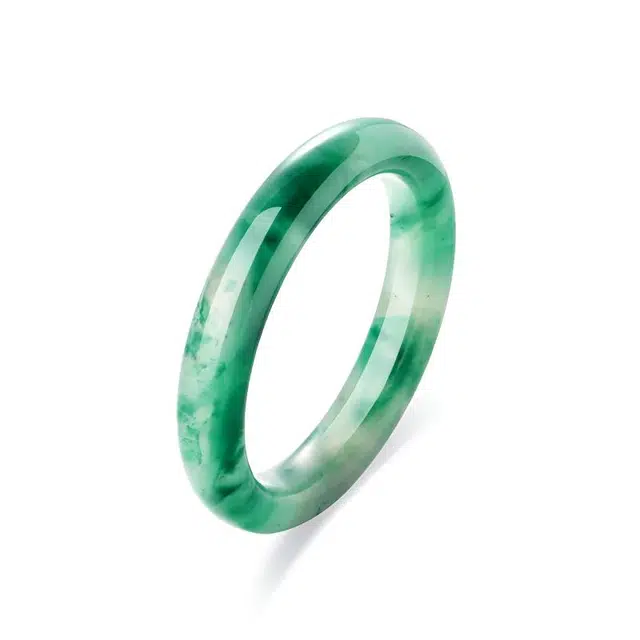 匠锁心玉 青山黛飘花贵妃玉镯 新中式宫廷风古典轻奢吉祥如意平安顺遂时尚百搭清冷典雅高级感气质温婉显白天然 非洲翠 石英岩玉手镯 女款