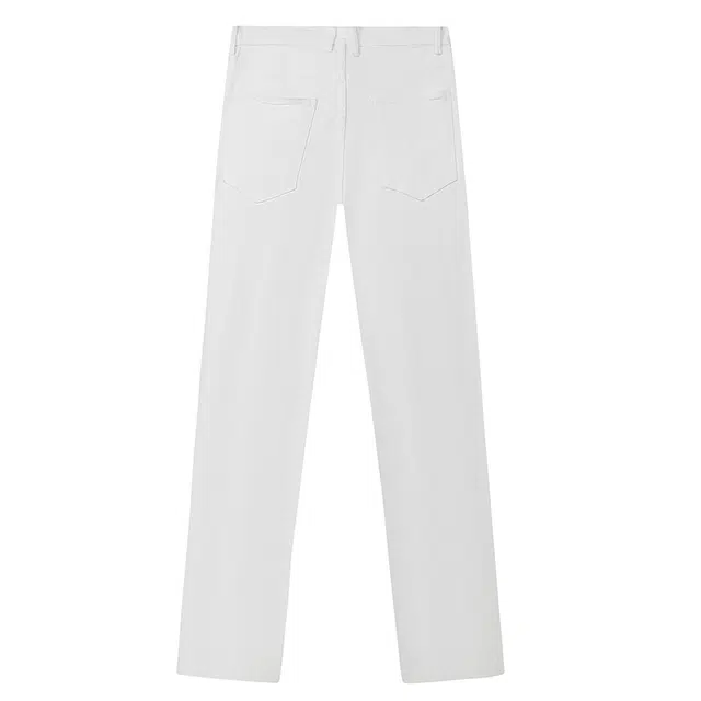 八哥 美式经典高街潮流做旧水洗废土风高级感窄版出街通勤柳叶弯刀时尚百搭微喇裤显高显瘦中腰设计秋冬裤子男牛仔裤 男女同款