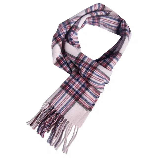 红豆 经典格子休闲时尚百搭保暖 山羊绒 绒线围巾 男女同款情侣款