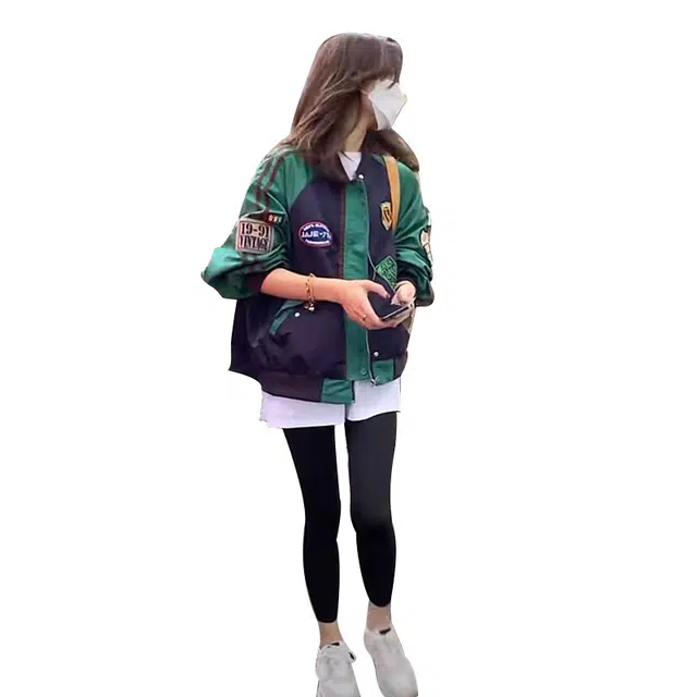 邦固依品 复古撞色拼接棒球服休闲风衣女士短外套女春秋季夹克 女款