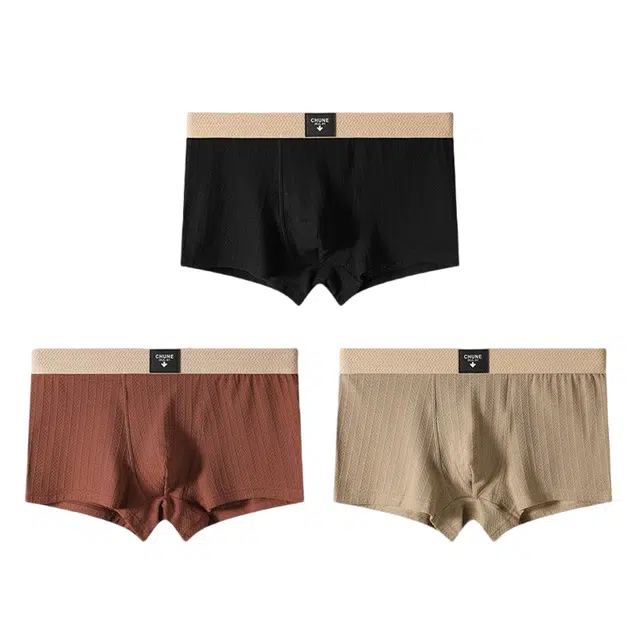 潞优野 轻奢高端品质纯棉男士裤男生裤提花男裤头潮高级感平角内裤 男款