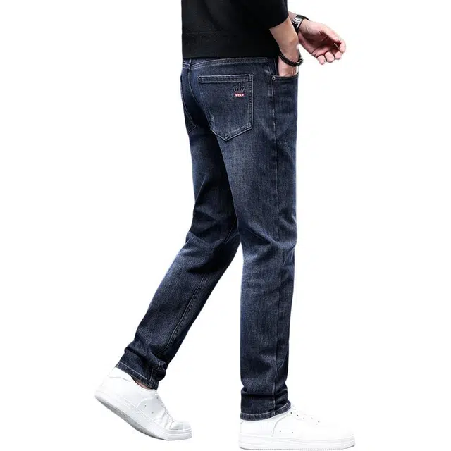 潮人榜 高端轻商务秋冬款百搭美式潮流日常通勤时尚休闲中腰修身舒适直筒小脚弹力牛仔裤 男款