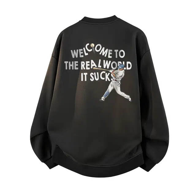 赛琪 美式复古高街嘻哈潮流痞帅创意字母印花圆领套头上衣基础款纯色简约垂感柔软舒适保暖百搭休闲运动卫衣 男女同款