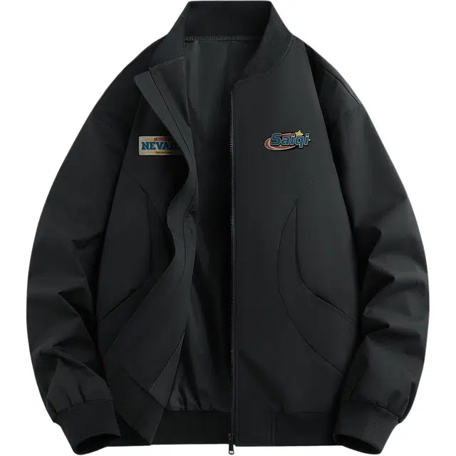 赛琪 美式复古拉链字母飞行员宽松日常通勤百搭休闲简约户外运动工装夹克 男女同款