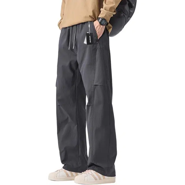 左岸 【巨好穿】美式弯刀裤男春秋季宽松香蕉裤垂感阔腿直筒长裤男生百搭运动裤子舒适休闲裤 男款