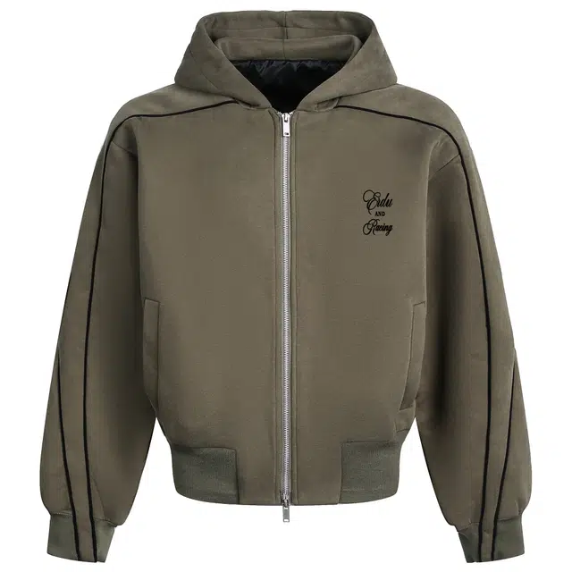 而度 复古运动风连帽拉链侧边线条后背精致字母印花工艺高街小众百搭开衫卫衣 男女同款