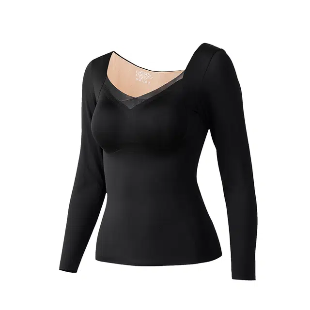 潞优野 塑型无痕秋衣带胸垫提拉舒适打底衫内搭肌底衣背心保暖上装 女款