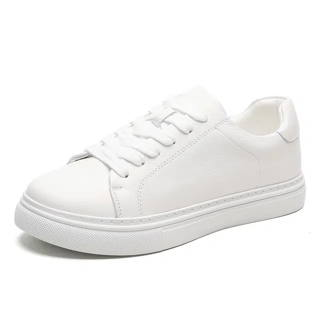 华耐 简约运动休闲鞋平底板鞋 真皮小白鞋 女