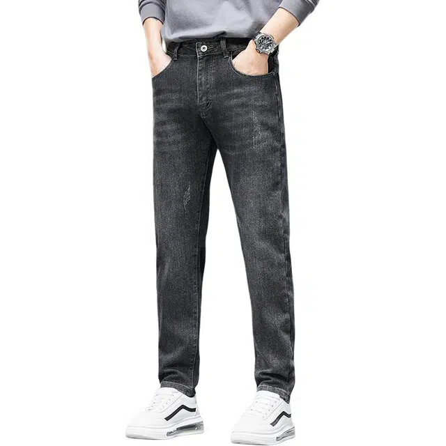 潮人榜 美式高端轻商务秋冬款百搭潮流日常通勤时尚休闲中腰修身舒适直筒小脚弹力牛仔裤 男款