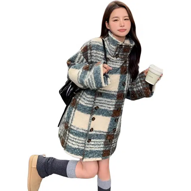 纤丝鸟 时尚复古设计感休闲百搭宽松韩系截短外套 女款