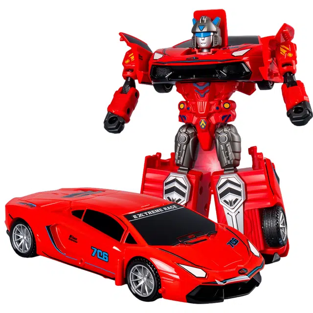 图米鱼 汽车变身战士惯性跑车模型 机器人机器成品变形系列
