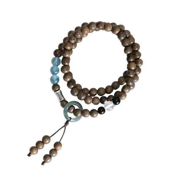 子婳 时来运转平安吉祥八方来财中式国潮文艺盘串文玩念珠精致时尚优雅百搭手饰 阴沉木 木作手串 男女同款情侣款