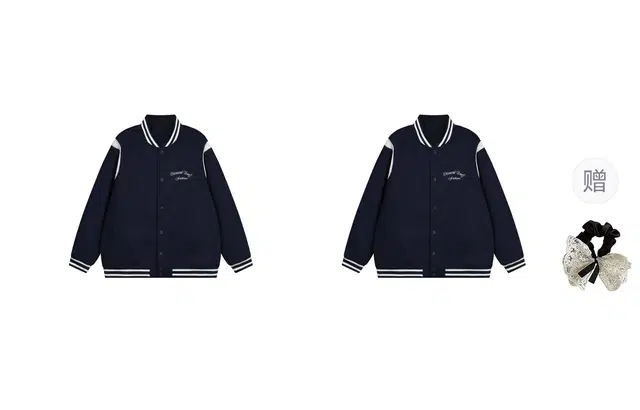 涂诗菲 美式复古撞色设计感气质百搭休闲宽松小众减龄舒适棒球外套男女情侣套装
