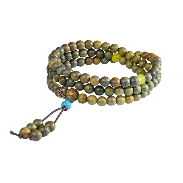 物㯖 国潮新中式轻奢高级感复古风文艺风多圈叠戴百搭文玩盘玩招财纳福诸事顺遂八方来财#好运 绿檀 木作手串 男女同款情侣款