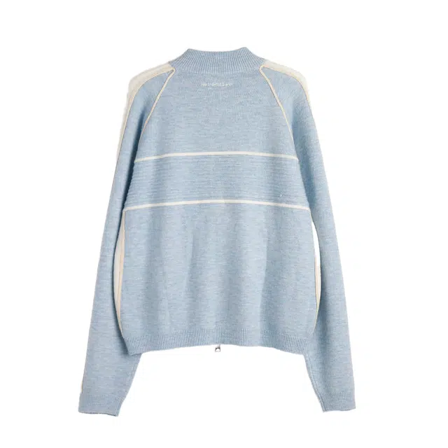 ROARINGWILD Colorblock Zip Wool Sweater