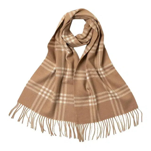 红豆 经典格纹时尚舒适百搭 山羊绒 绒线围巾 男女同款情侣款