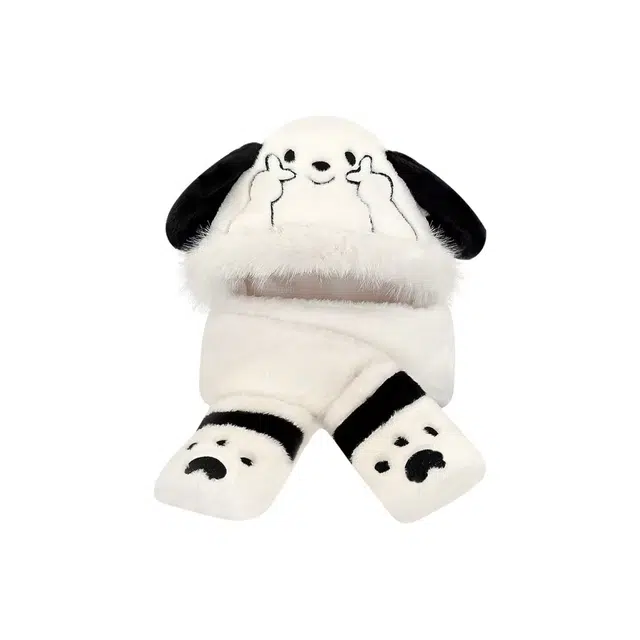 恩僾德 可爱卡通猫咪毛绒帽子围巾手套一体三件套女小众显脸小秋冬季加绒保暖雷锋帽 聚酯纤维 斗篷帽 男女同款情侣款