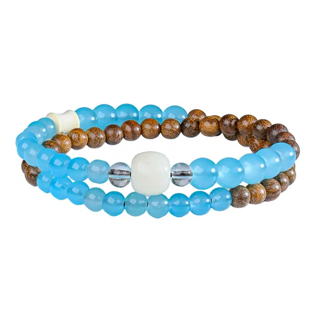 素于 新中式国风招财转运吉祥如意复古文艺双圈叠戴佛珠串珠潮流创意精致时尚简约百搭首饰#好运 金丝檀木 手串 男女同款情侣款