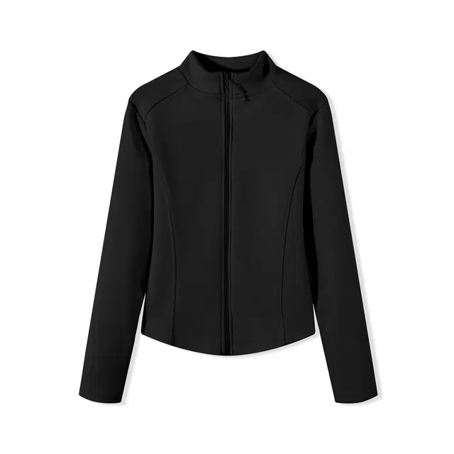 重磅基础 【羊毛+桑蚕丝】秋冬加绒加厚立领蓄热保暖拉链开衫运动上衣塑形显瘦凸显小蛮腰双面绒感外套 女款