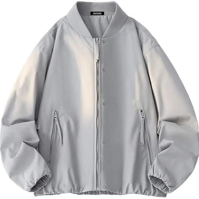 八哥 美式高街复古静默风纯色基础款无性别主义学院风休闲少年感街头潮流百搭日常通勤户外运动简约风设计感外套夹克 男女同款