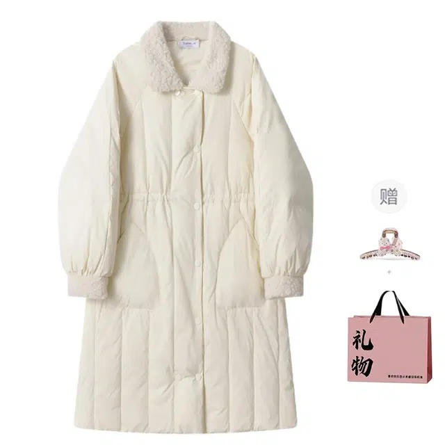 柏黛妃 高级感法式气质简约设计时尚百搭不臃肿保暖学院风中长款加厚长袖棉服 女款