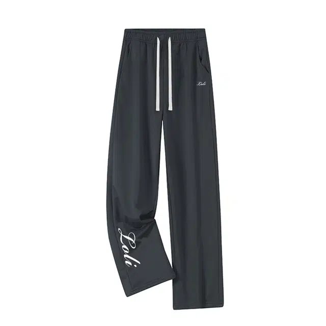 暴走的萝莉 美式街头潮流简约基础款品牌字母撞色拼接半五角星图案印花时尚宽松直筒无性别主义休闲针织运动裤 男女同款