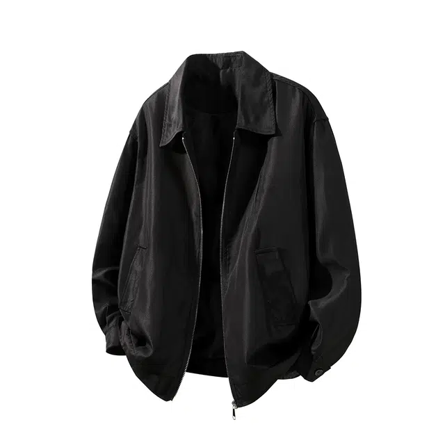 梓润格 美式户外运动无性别主义青春翻领长袖简约一穿即走酷飒纯色高级设计潮流个性舒适时尚百搭经典复古藏港风上衣夹克 男女同款