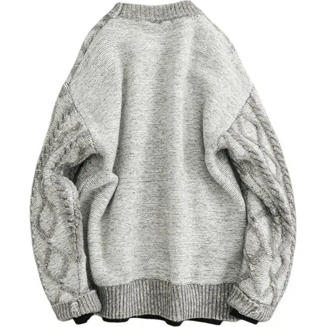 宫奴 日系休闲潮牌复古菱格麻花百搭宽松套头针织衫 男女同款