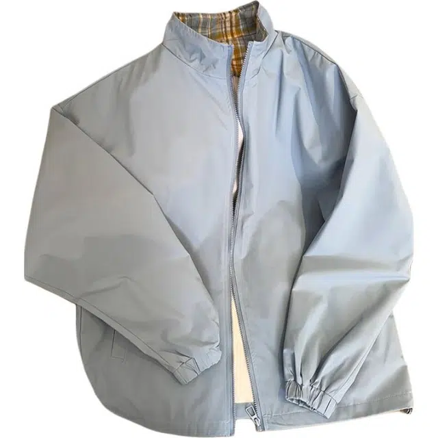 单爵 格纹拼接立领外套男秋季高级感痞帅短款夹克 男女同款