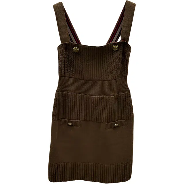 CHANEL 24A Knit Dress Brown