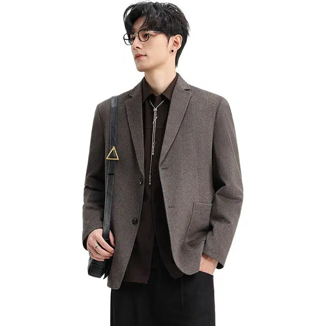 卡丹狄诺 羊毛内胆男士秋冬西服男极简风保暖舒适休闲潮流百搭纯色帅气雅痞单西男西装 男女同款