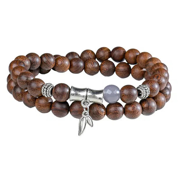 素于 新中式国潮文玩上岸竹节双圈叠戴佛珠水逆退散金榜题名转运珠随时佩戴出街新宠时尚百搭念珠#好运 金丝檀木 手串 男女同款情侣款