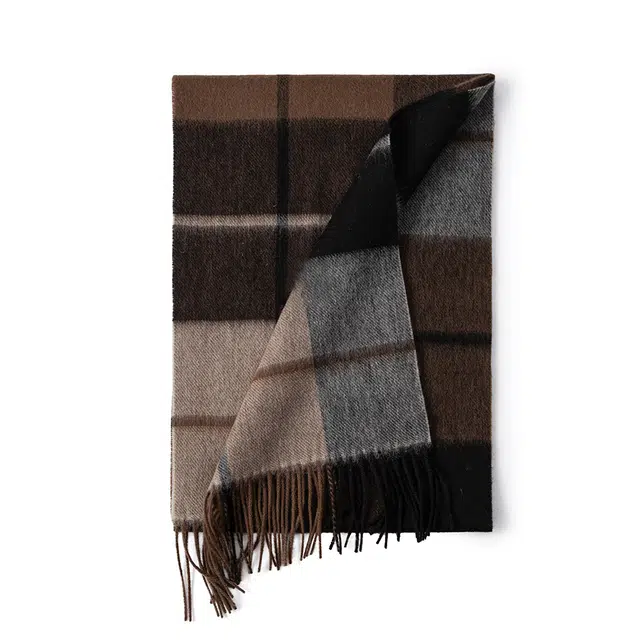 白卷 个秋冬格子 围巾保暖复古 绒线围巾 男女同款情侣款