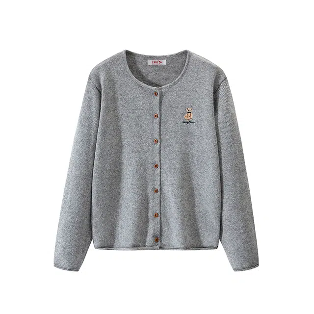 红蜻蜓 绣花圆领百搭休闲慵懒外穿上衣针织衫外套 女款