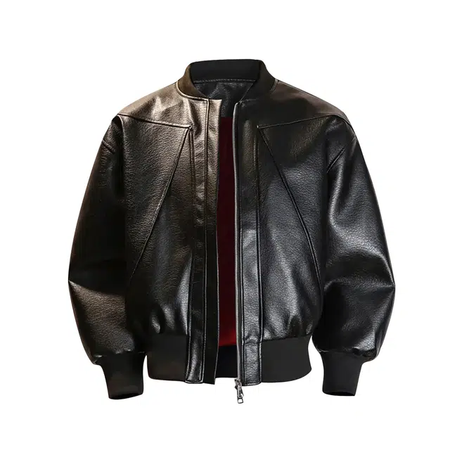 煦加 美式潮流复古简约高街风清爽短款机车皮衣防风棒球领外套宽松舒适时尚百搭皮夹克 男女同款