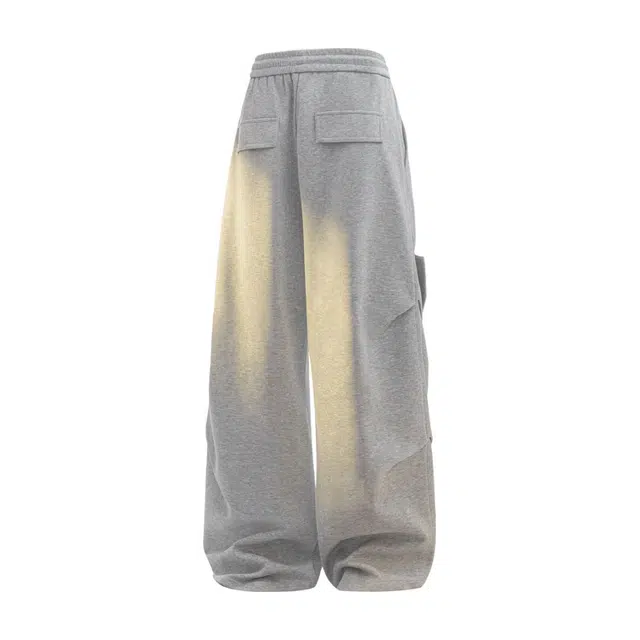 巴塞罗那足球俱乐部 美式复古街头纯色潮流简约系带伞兵工装小众褶皱结构设计舒适透气阔腿显高情侣针织运动休闲裤 男女同款