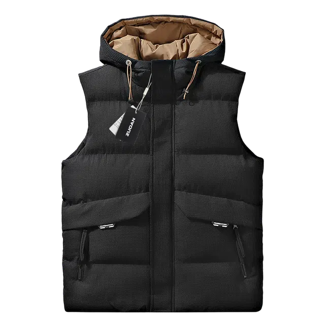 左岸 秋冬连帽提花泡泡格加厚马夹男字母小标宽松羽绒棉保暖坎肩百搭潮牌背心棉衣外套马甲 男款