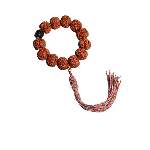 茂琼 吉祥如意好运连连新中式国潮复古小众设计高级文玩念珠盘玩佛珠手链文玩配饰醒狮藏式流苏 金刚菩提 手串 男款