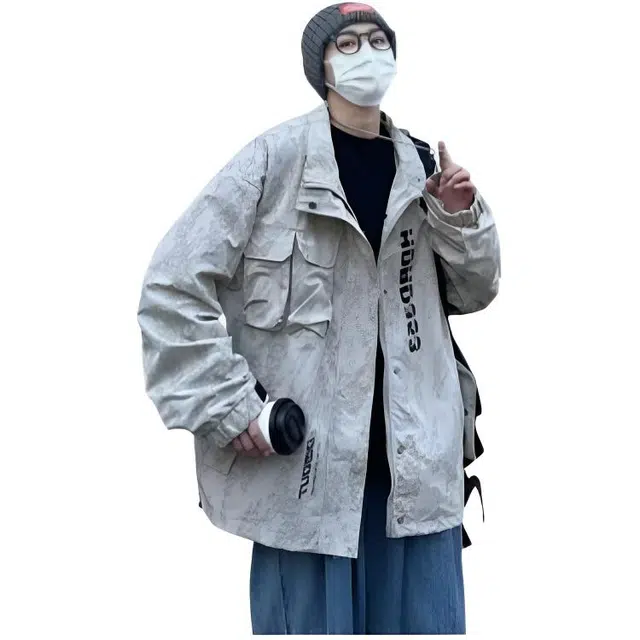 木木兔 经典潮牌美式高街男生穿搭长袖春秋外穿潮流百搭男士秋冬衣服国潮宽松青少年上衣连帽风衣冲锋衣外套夹克 男女同款