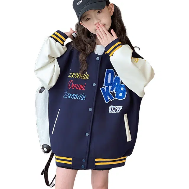 黑恐龙棒球服 美式复古春秋女孩休闲 儿童款