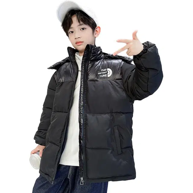 黑恐龙棉衣 男童字母拼色加厚户外保暖外套