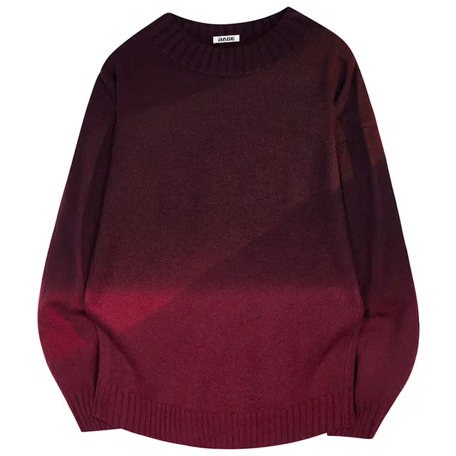 八哥 美式复古高街渐变经典舒适休闲百搭宽松设计感基础款亲肤柔软圆领套头慵懒针织衫 男女同款